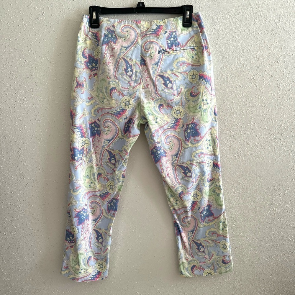 Lauren Ralph Lauren Pastel Paisley Capris - Light Blue, Pink, Green - Picture 4 of 5